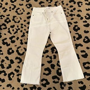 Loft kick crop white jeans